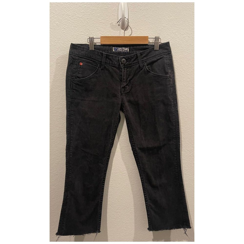 HUDSON Cropped Pockets Distressed Black Jeans